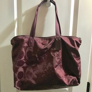 Coach Nylon Tote - with removable pouch burgundy